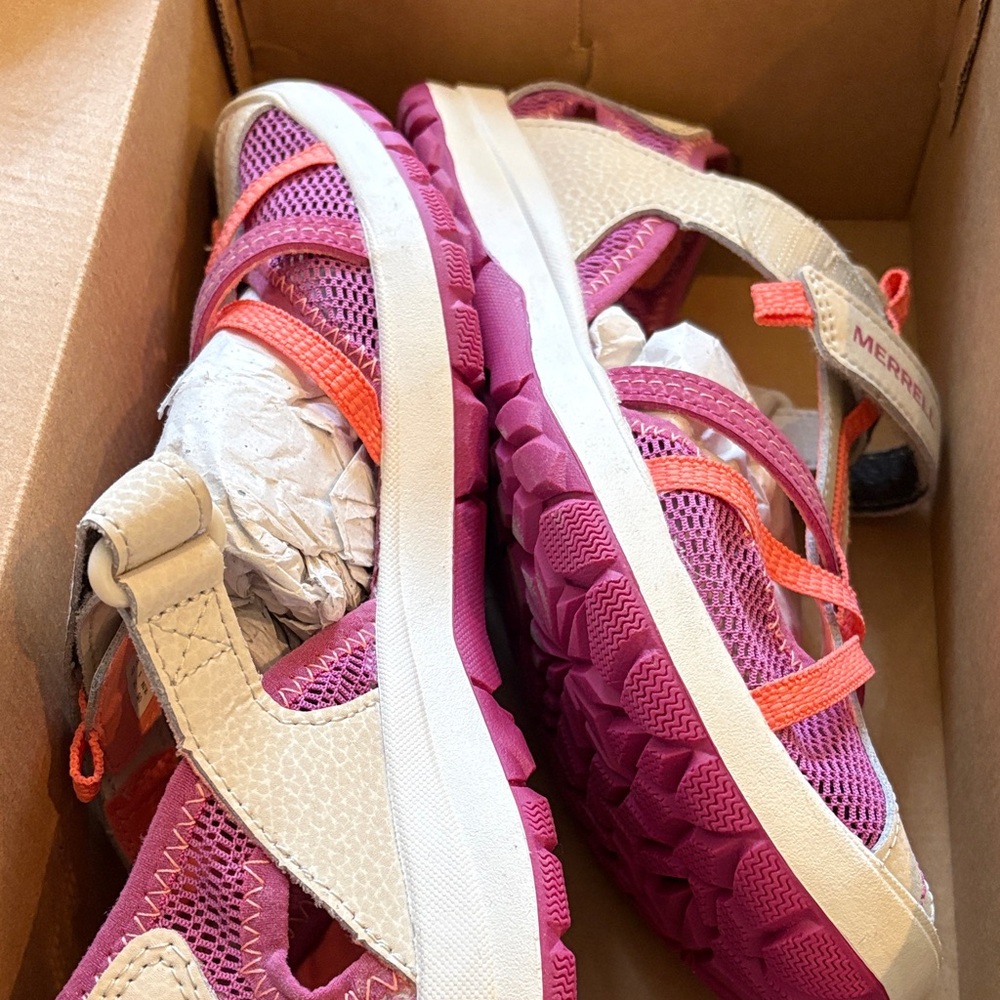 Merrell Kids' Pink and Cream Sandals worn once